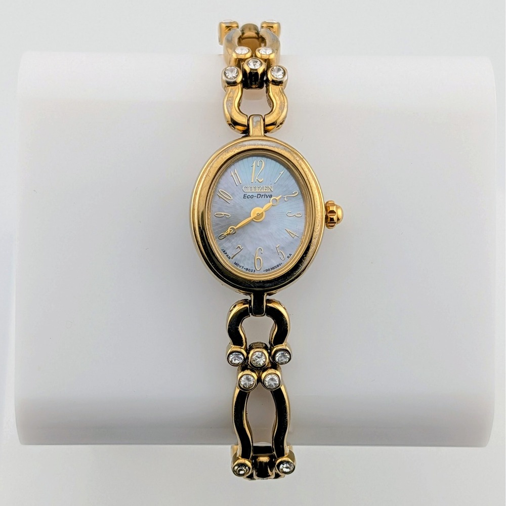 Citizen Eco-Drive B023-S021782 MOP Sunburst Swarovski Watch New Capacitor 6"